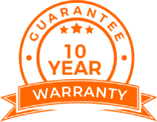 10 Year Warranty Guarantee Orange Emblem