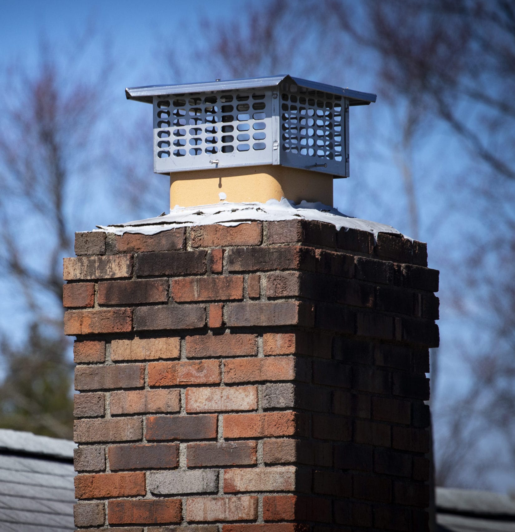 Chimney cap installed to prevent rodent entry to home/attic/building