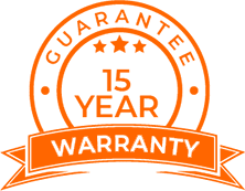 15 Year Warranty Guarantee Orange Emblem