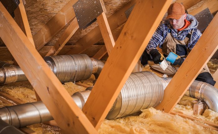 attic projects contractor installing insulation